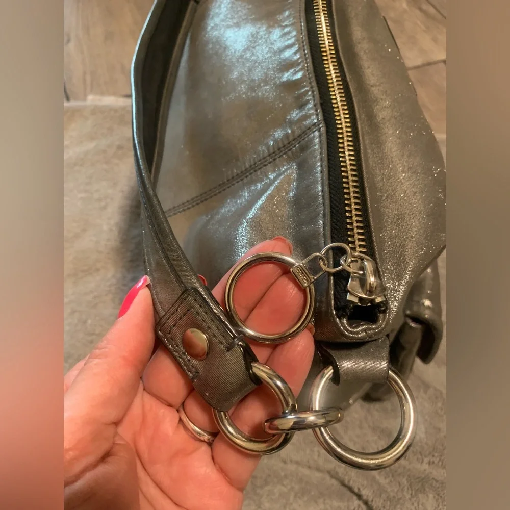 Coach Metallic Silver Poppy Hobo Bag